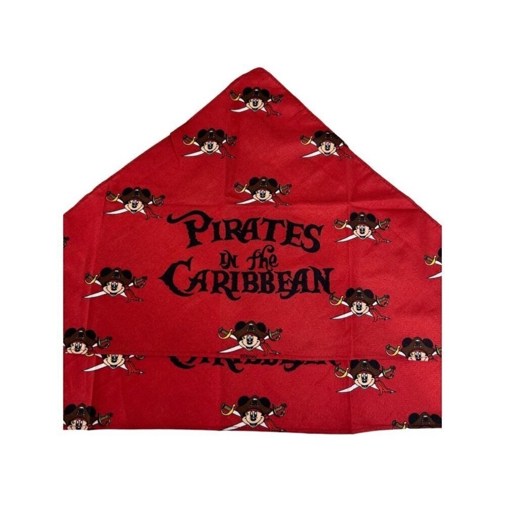 Set of TWO Disney Mickey Mouse Pirates of the Caribbean Red Triangle Bandanas
